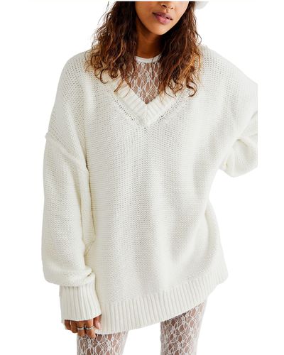 Free People Alli V-neck Sweater - White