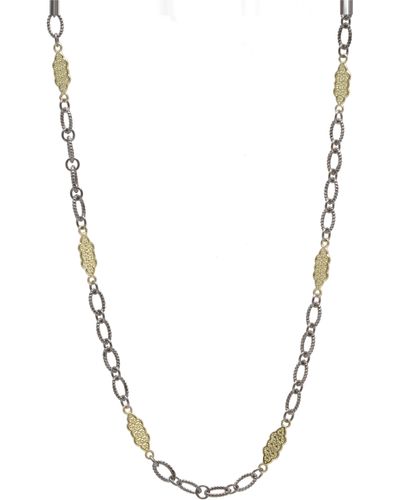 Armenta Carved Scroll Station Necklace - Metallic