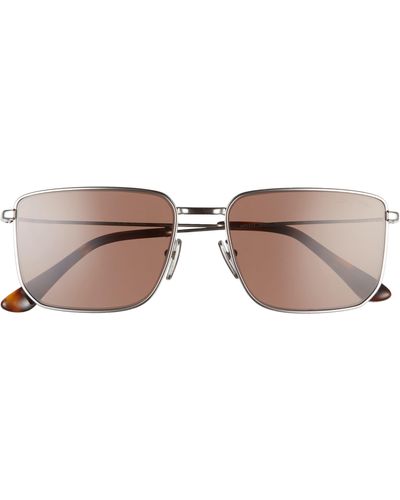 Prada 56mm Rectangular Sunglasses - Brown