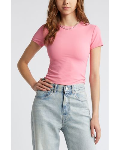 Open Edit Smooth Edit Short Sleeve Top - Red