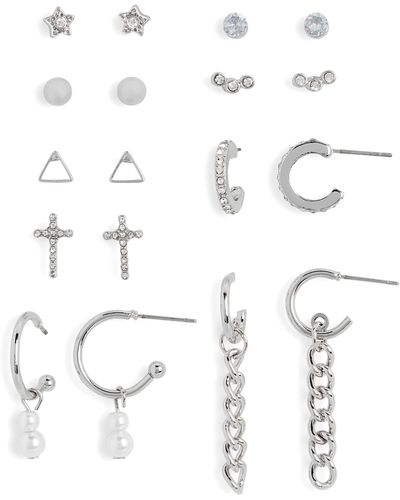 BP. 9-pair Assorted Earrings Set - White