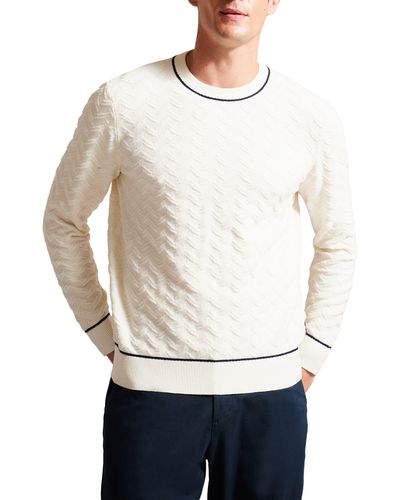 Ted Baker Sepal Textured Crewneck Sweater - White