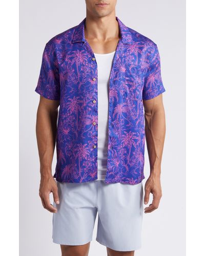 Boardies Palms Print Camp Shirt - Purple