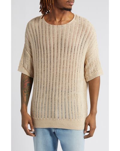 TOPMAN Sweater Knit T-shirt - Brown