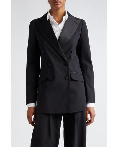 Eleventy Double Breasted Satin Tuxedo Jacket - Black