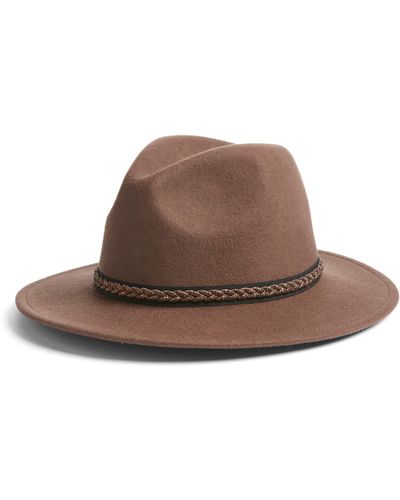 Treasure & Bond Metallic Trim Panama Hat - Brown