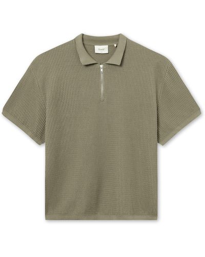 Forét Moment Half Zip Organic Cotton Polo Sweater - Green