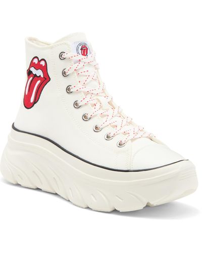 Skechers X Rolling Stones Funky Street Sing It Loud High Top Platform Sneaker - White