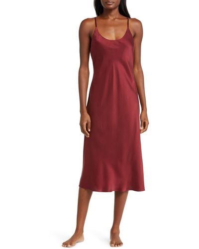Lunya Washable Silk Slipdress Nightgown - Red