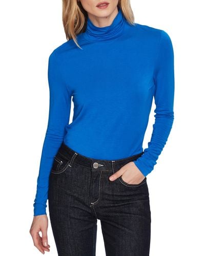 Court & Rowe Stretch Jersey Mock Neck Top - Blue