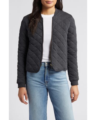 Marine Layer Updated Corbet Quilted Bomber Jacket - Gray