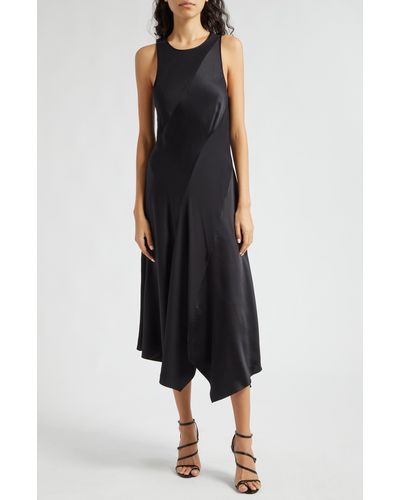 Cinq À Sept Solana Asymmetric Hem Sleeveless Silk Maxi Dress - Black