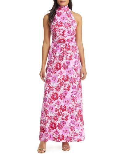 Lilly Pulitzer Lilly Pulitzer Wyota Floral High Neck Midi Dress - Red