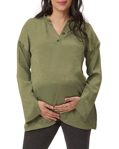 Stowaway Collection Suzie Long Sleeve Maternity Top - Green