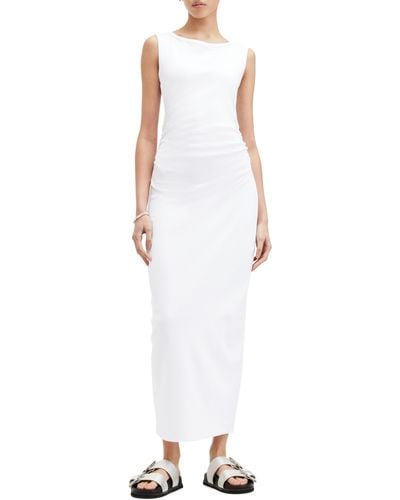 AllSaints Katarina Ruched Side Maxi Dress - White
