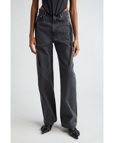 Dion Lee Slouchy Darted Low Rise Wide Leg Jeans - Black