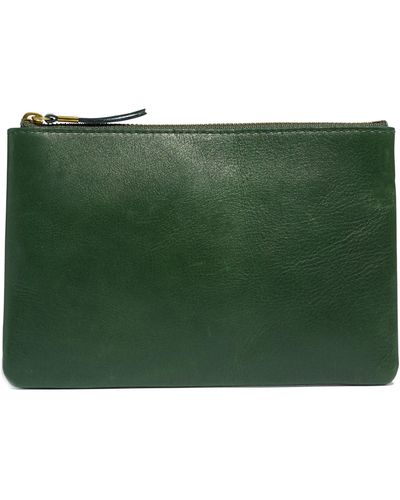 Madewell The Leather Pouch Clutch - Green