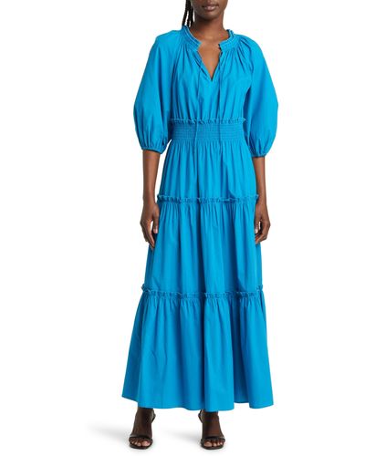 Rails Caterine Tiered Cotton Blend Dress - Blue
