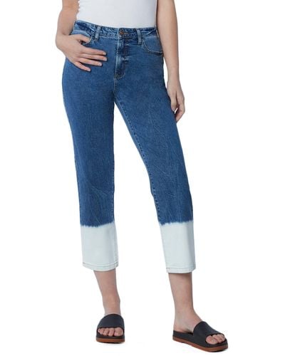 HINT OF BLU High Waist Relaxed Crop Straight Leg Jeans - Blue