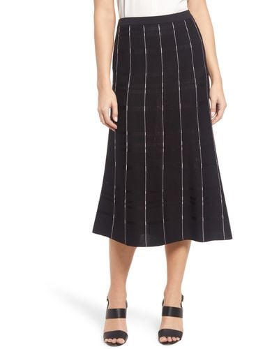 Ming Wang Stripe Stitch A-line Skirt - Black