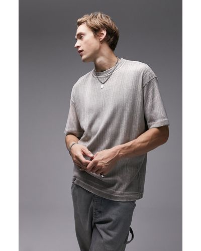 TOPMAN Oversize Stretch Cotton Rib T-shirt - Gray