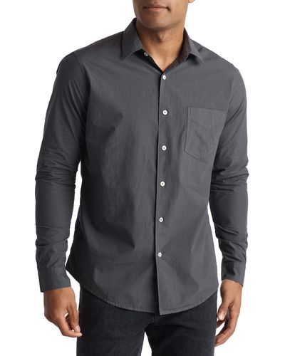 Rowan Everett Cotton Poplin Button-up Shirt - Gray
