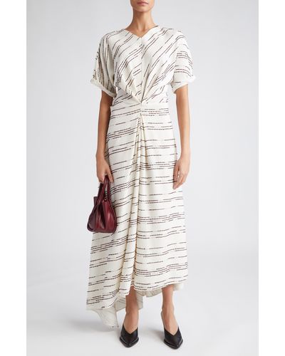 Proenza Schouler Textured Stripe Asymmetric Midi Dress - Multicolor