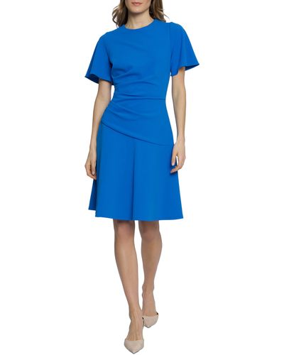 Maggy London Side Pleated Dress - Blue