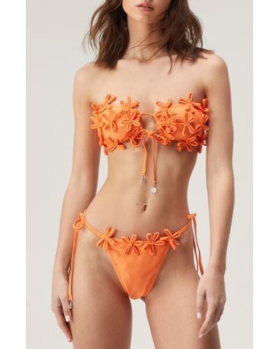 Nasty Gal Floral Appliqué Two-piece Swimsuit - Orange
