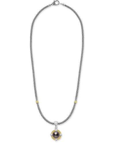 Lagos Luna Freshwater Pearl & Diamond Lux Pendant Necklace - Blue