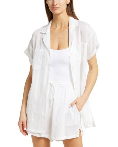 Vitamin A Playa Pocket Linen Cover-up Tunic - White
