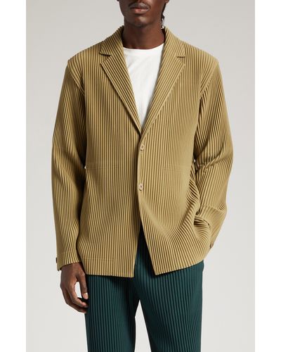 Homme Plissé Issey Miyake Tailored Pleats Single Breasted Blazer - Natural
