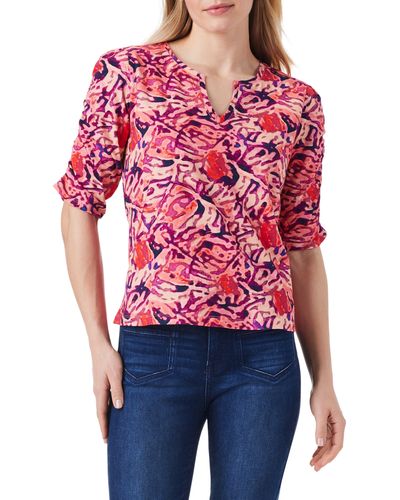 NZT by NIC+ZOE Nzt By Nic+zoe Blurred Floral Cotton Top