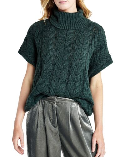 Splendid Abbott Short Sleeve Turtleneck Sweater - Green