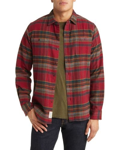 Schott Nyc Two-pocket Long Sleeve Flannel Button-up Shirt - Red