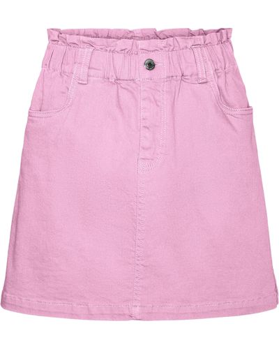 Vero Moda Wild Alma Paperbag Denim Miniskirt - Pink