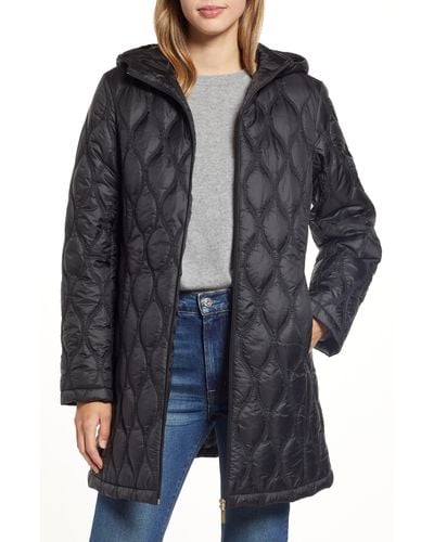 Gallery Quilted Water Resistant Coat - Black