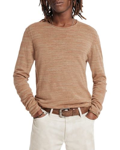 John Varvatos Omar Space Dye Linen Blend Crewneck Sweater - Natural