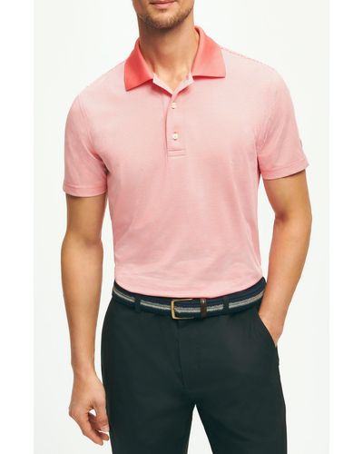 Brooks Brothers Stripe Performance Golf Polo - Red