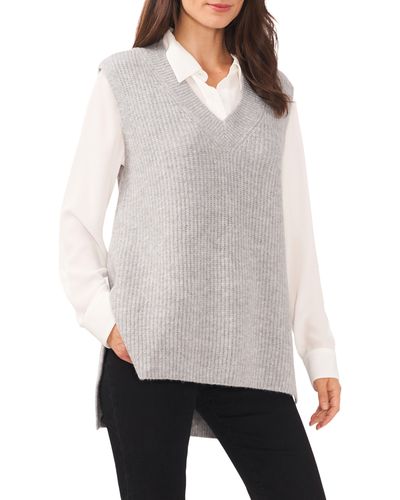 Vince Camuto Shaker Stitch Sweater Vest - Gray