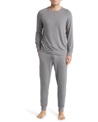 Daniel Buchler Long Sleeve Stretch Viscose Pajama T-shirt - Gray