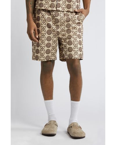Native Youth Embroidered Cotton Shorts - Natural
