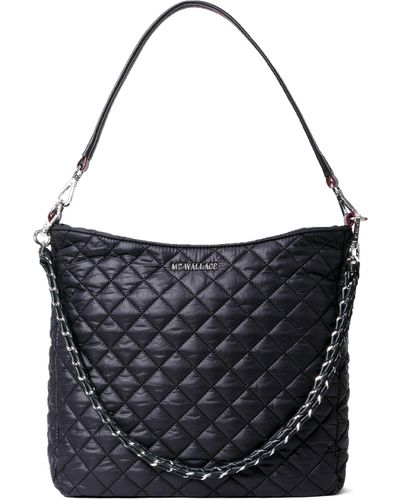 MZ Wallace Crosby Quilted Nylon Hobo Bag - Black