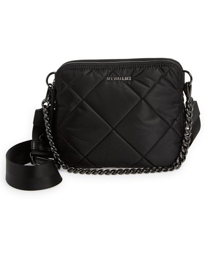 MZ Wallace Bowery Quilted Nylon Crossbody Bag - Black