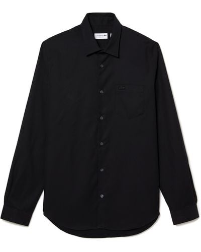 Lacoste Regular Fit Solid Poplin Button-up Shirt - Black