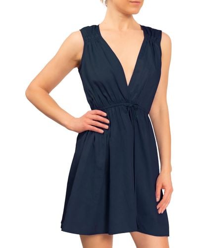 EVERYDAY RITUAL Dawn Fit & Flare Cotton Nightgown - Blue