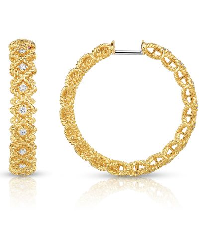 Roberto Coin Roman Barocco Diamond Hoop Earrings - Metallic