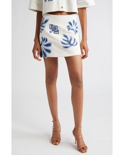 Aje. Espirit Floral Embroidery Cotton Miniskirt - Blue