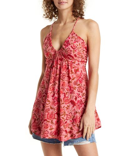Free People Pixie Cross Back Tunic Top - Red
