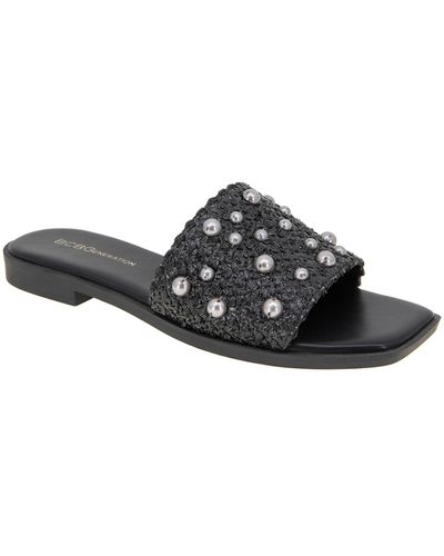 BCBGMAXAZRIA Lonnie Imitation Pearl Slide Sandal - Black